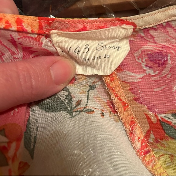 Floral kimono 143 Story by Line Up Swimsuit Coverup sz Medium sheer kimono cream - Picture 7 of 10